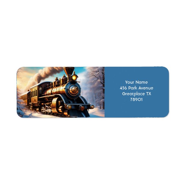 Etiqueta Fantasy Cute Vivid Old Train Winter (Frente)