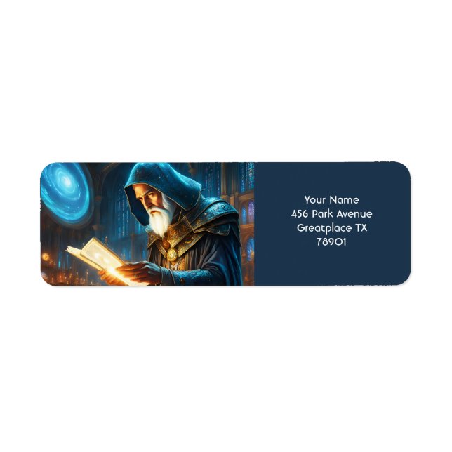 Etiqueta Fantasy Cute Vivid Old Wizard Spell (Frente)