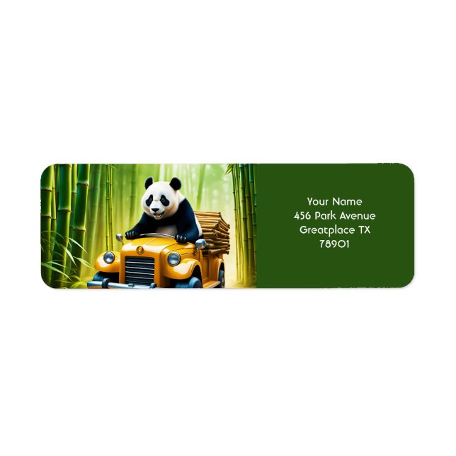 Etiqueta Fantasy Cute Vivid Panda Bamboo Carro (Frente)