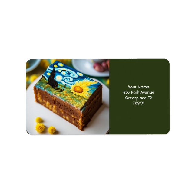 Etiqueta Fantasy Cute Vivid Van Gogh Cake (Frente)