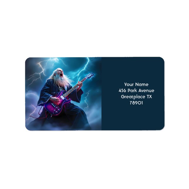 Etiqueta Fantasy Cute Wizard Tocando Violão (Frente)