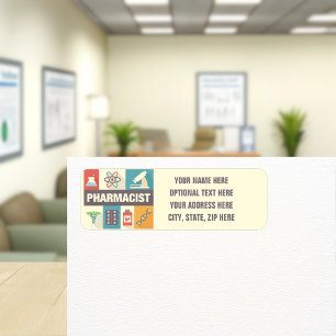 Etiqueta Farmacêutico Icônico Profissional Concebido