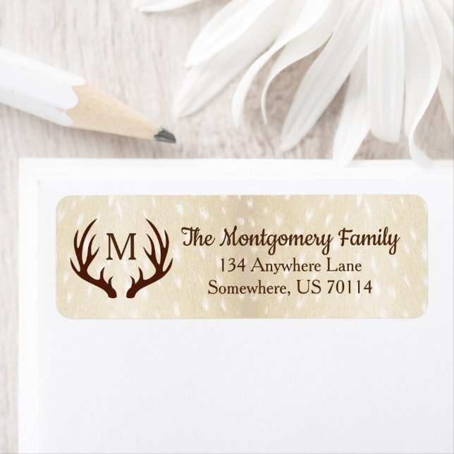 Etiqueta Farmhouse Russo Country Deer Antlers Fez Peles (Insitu)