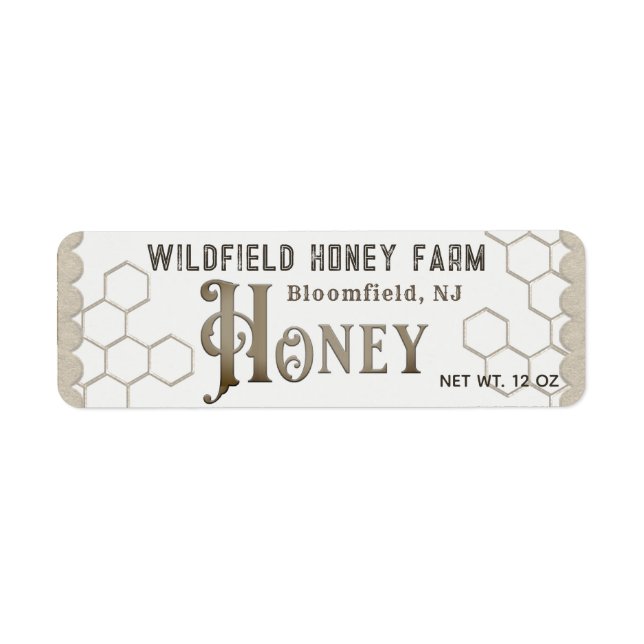 Etiqueta Farmhouse Russo Honeycomb Scalloped Kraft Honey (Frente)