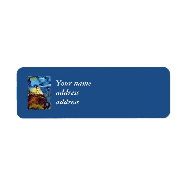 Etiqueta Farol De Rocha Dividida À Noite (Frente)