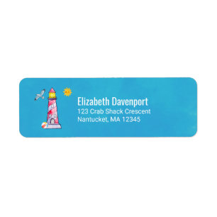 Etiqueta Farol listrado vermelho da aguarela