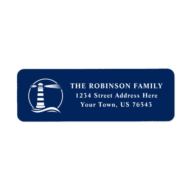 Etiqueta Farol Náutico Ondas Oceânicas Ondas Marinho Endere (Frente)