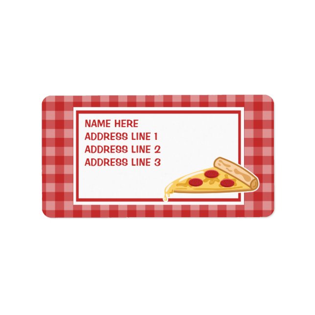 Etiqueta Fatia de Pizza de Desenho Animado (Frente)