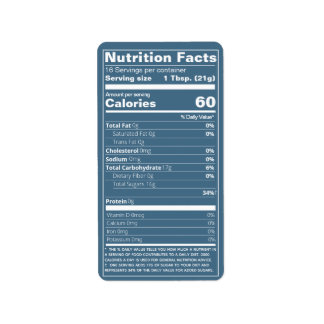 Etiqueta Fatos Nutricionais Rótulos de Comida de Mel Teal