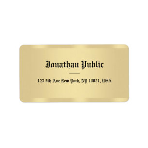 Etiqueta Faux Dourado Estilo Antigo Tipo de Letra Elegante