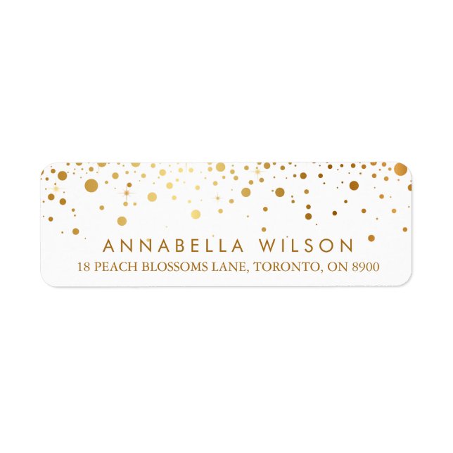 Etiqueta Faux Gold Foil Confetti Dots Modern (Frente)