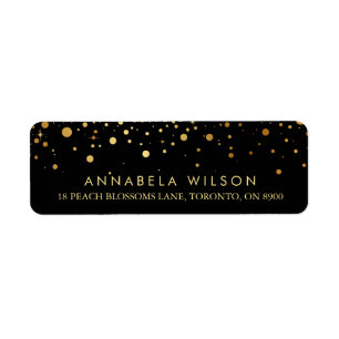 Etiqueta Faux Gold Foil Confetti Pontos Pretos