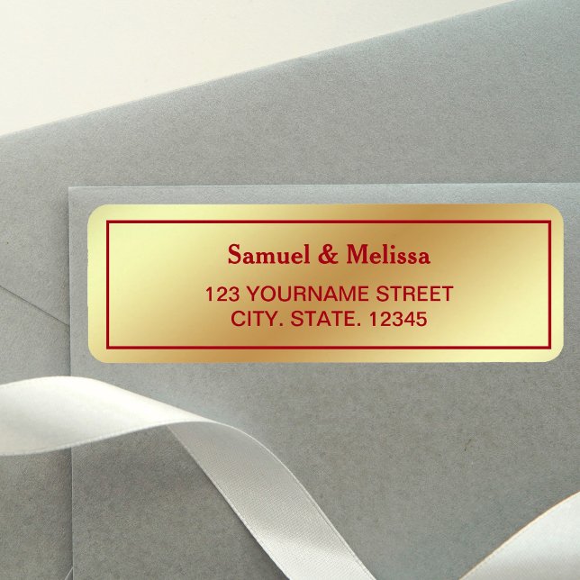 Etiqueta Faux Gold Foil Maroon Red Wedes (Criador carregado)