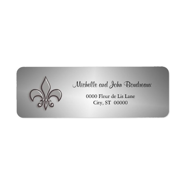 Etiqueta Faux Metal Silver Fleur de Lis (Frente)