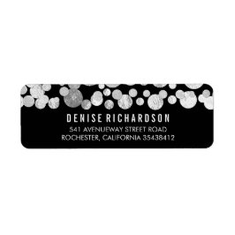 Etiqueta Faux Silver Foil Confetti Preto