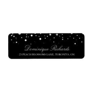 Etiqueta Faux Silver Foil Confetti Preto e Branco I