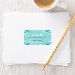 Etiqueta Favor médio floral do casamento da cerceta azul