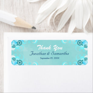 Etiqueta Favor pequeno floral do casamento da cerceta azul