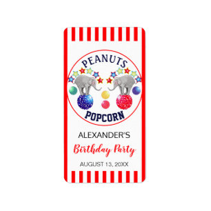 Etiqueta Favoritos de Festa de aniversário de Elefante do T