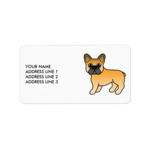 Etiqueta Fawn French Bulldog Cachorro e Texto