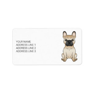Etiqueta Fawn French Bulldog / Frenchie Cartoon Dog & Text