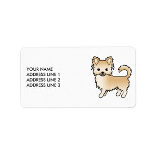 Etiqueta Fawn Long Casaco Chihuahua Cute Cartoon Dog