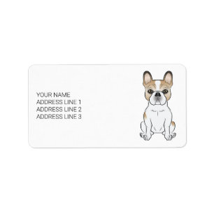 Etiqueta Fawn Pied French Buldogue Frenchie Cute Dog & Text