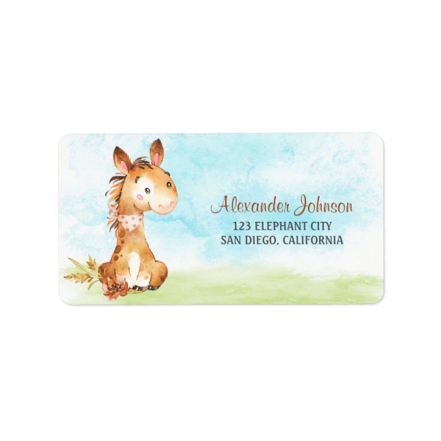 Etiqueta Fazenda de Chá de fraldas de Cavalo com Aquarela (Frente)