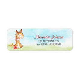 Etiqueta Fazenda de Chá de fraldas de Cavalo com Aquarela