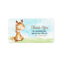 Etiqueta Fazenda de Chá de fraldas de Cavalo de Aquarela Ob