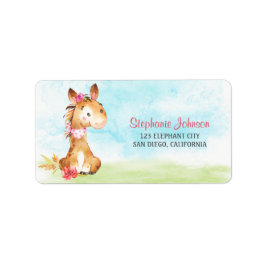 Etiqueta Fazenda de Chá de fraldas de Cavalo de Garota de Á