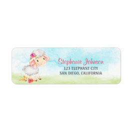 Etiqueta Fazenda de Ovinos de Garotas de Aquarela