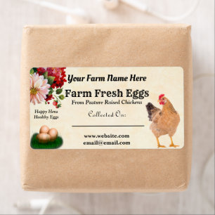 Etiqueta Fazenda Ovos de Frango Frescos Cartonagem Castanho