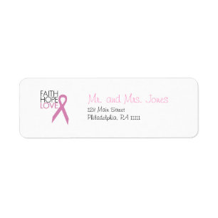 Etiqueta Fé, esperança, amor - apoio ao cancer de mama