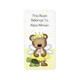 Etiqueta feericamente amarela do Bookplate do urso
