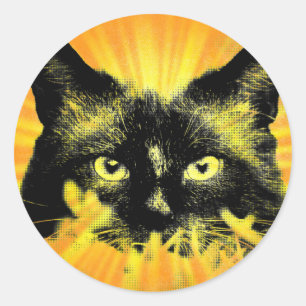 Etiqueta felino da arte do abstrato do gato do