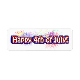 Etiqueta Feliz 4 de julho c/Fogos de Artifício