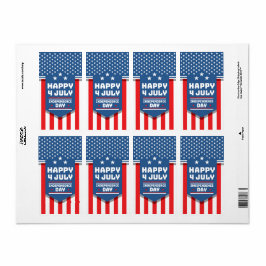 Etiqueta Feliz 4 de julho Dia da Independência da América