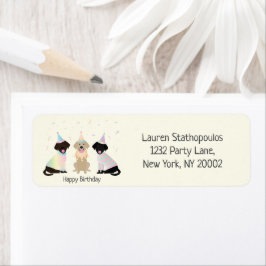 Etiqueta Feliz Aniversário Labrador Cachorros de Retriever