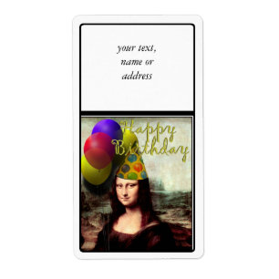 Etiqueta Feliz Aniversário Mona Lisa