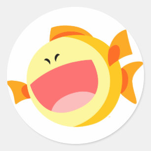 Etiqueta feliz bonito dos peixes dos desenhos