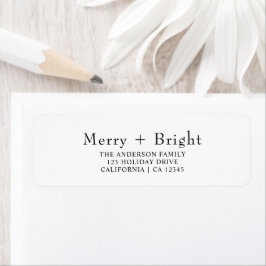 Etiqueta Feliz branca negra - Bright Christmas Return Addre