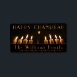 Etiqueta Feliz Chanukah Menorah Luz Nove Queimando Velas<br><div class="desc">Feliz Chanukah Menorah Light Nine Burning Candles Fotografia Endereço Elegante Etiquetas para o Festival Chanukah Chanukah de Lights Mail ou Gift Wraping ou Suas Ideias,  Adicione Nome e Endereço ou altere ou apague o Texto</div>