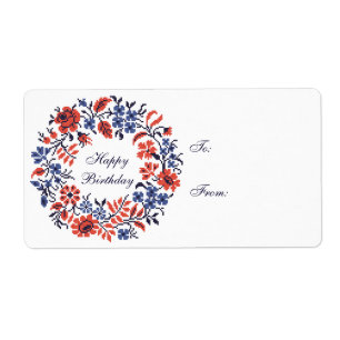 Etiqueta Feliz Ciclo das Flores de Aniversário