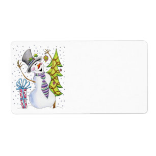 Etiqueta feliz de Avery do boneco de neve