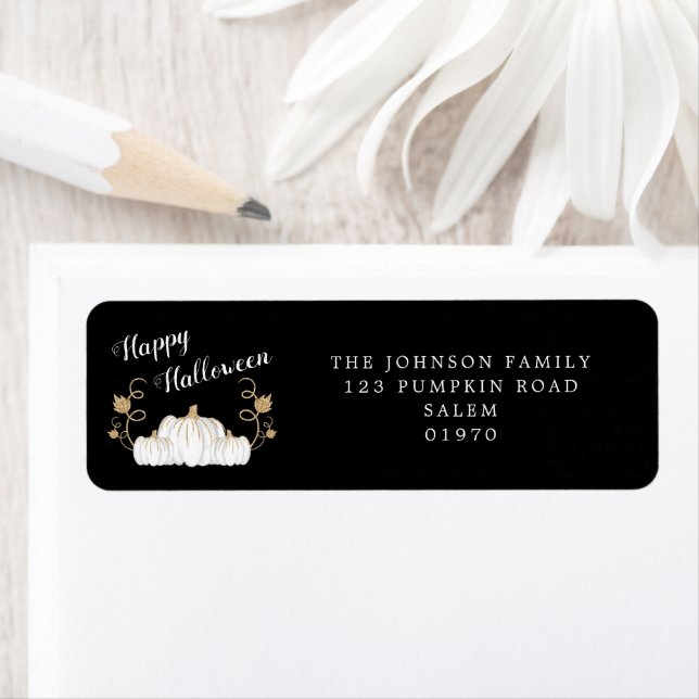 Etiqueta Feliz Dia das Bruxas de Abóbora Preta (Insitu)