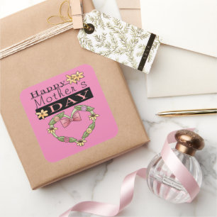 Etiqueta feliz do coração do dia das mães