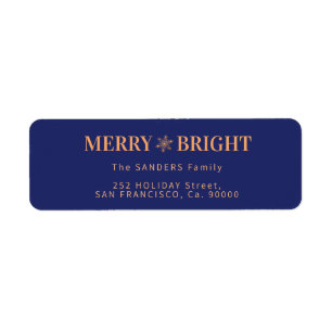 Etiqueta Feliz e Bright elegante endereço de volta de Natal