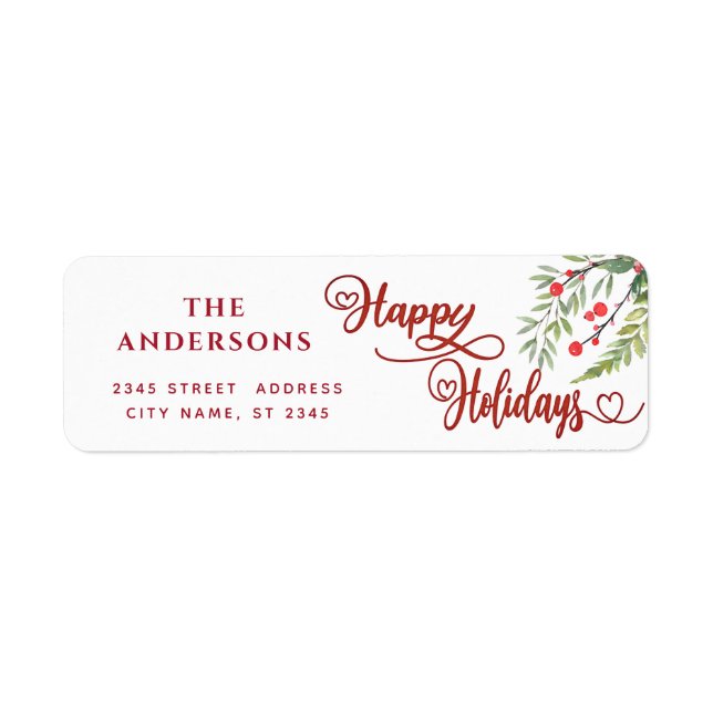 Etiqueta Feliz feriado botânico (Frente)