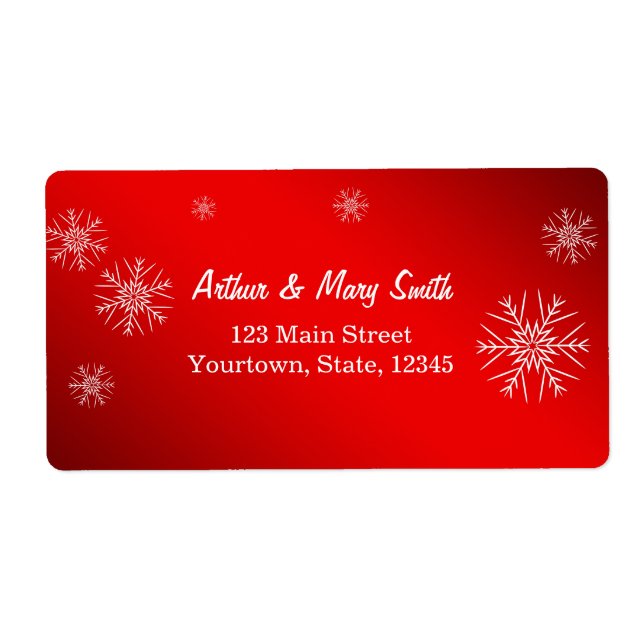 Etiqueta Feliz feriado em fundo vermelho (Frente)